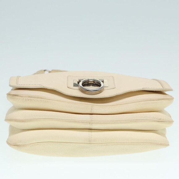 Salvatore Ferragamo Gancini Shoulder Bag Leather White Silver Auth - Picture 8 of 16